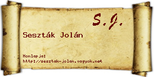 Seszták Jolán névjegykártya
